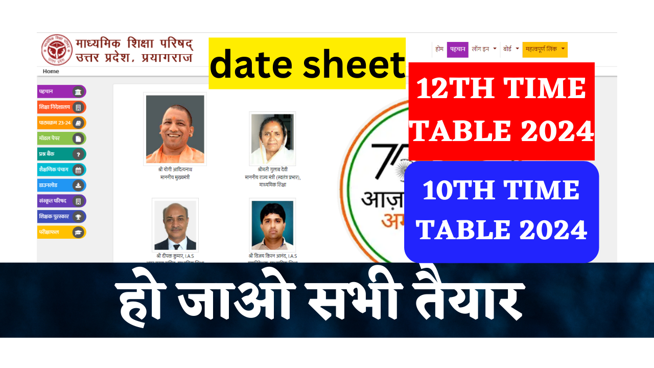 UP Board Time Table 2024 10th 12th Exam Date 2024 In Hindi   B.ED 12 2 